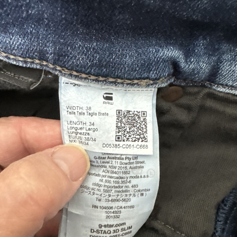G-Star Raw D Staq 3D Slim Jeans Men's 38x34 Distressed Denim Streetwear Hip-Hop - Picture 15 of 16